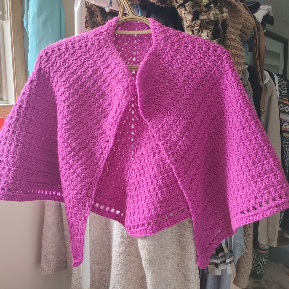 Beautiful Fushchia Crotchet Poncho